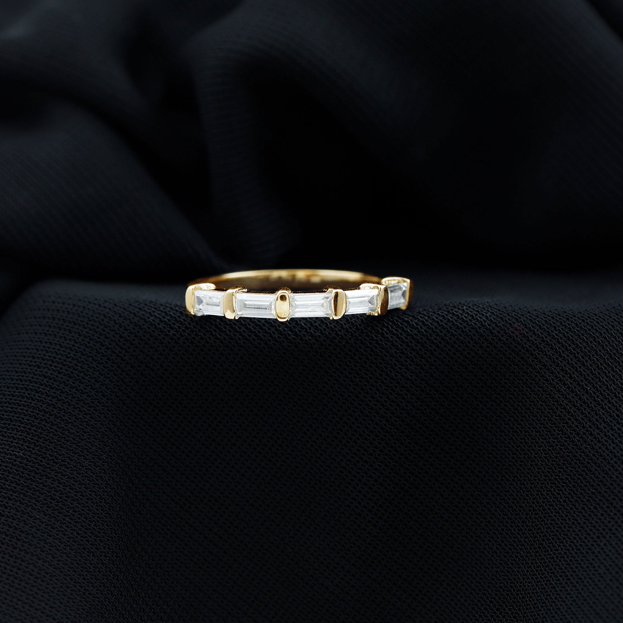 East West Set Moissanite Half Eternity Ring for Her D-VS1 - Rosec Jewels