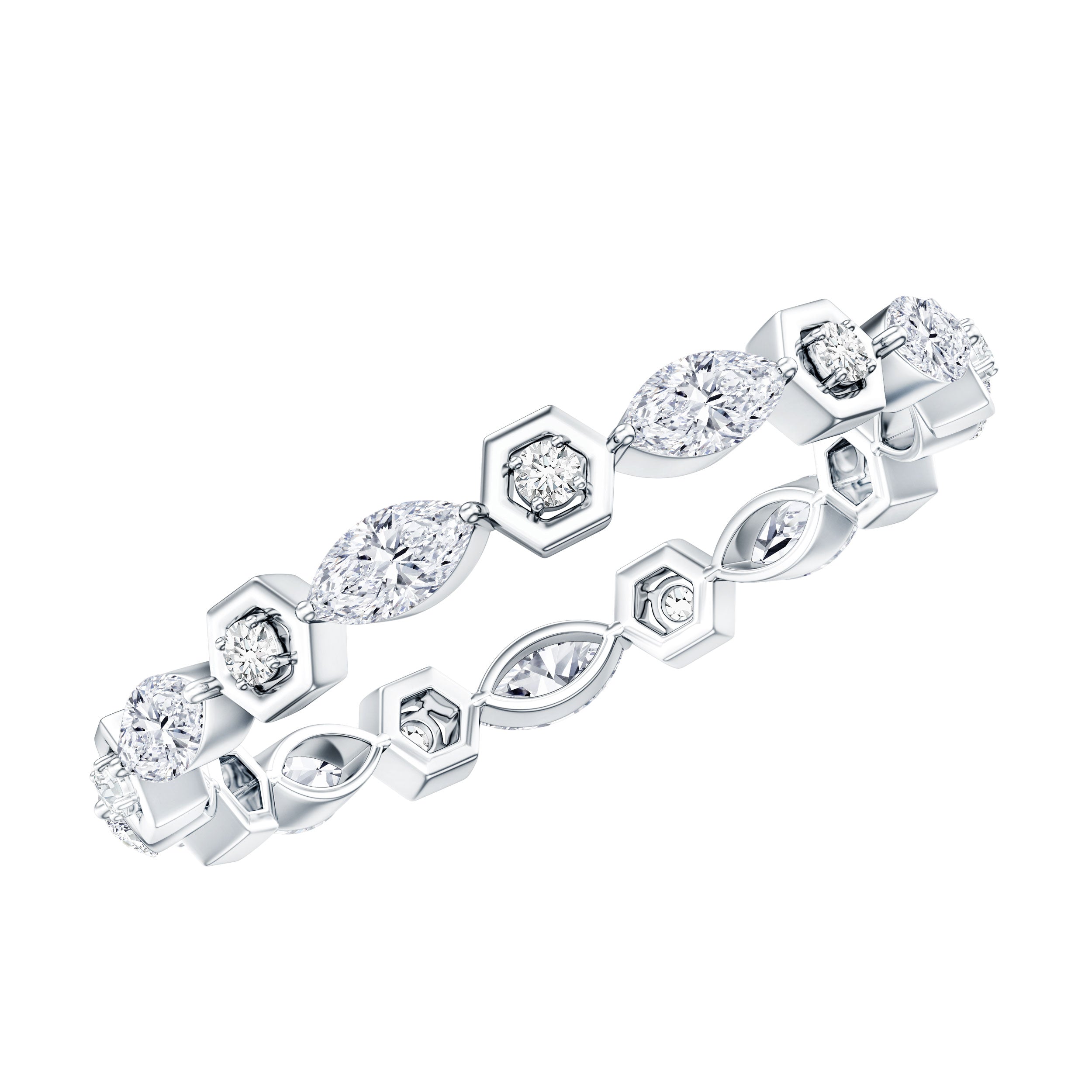 Certified Moissanite Contemporary Eternity Ring D-VS1 - Rosec Jewels