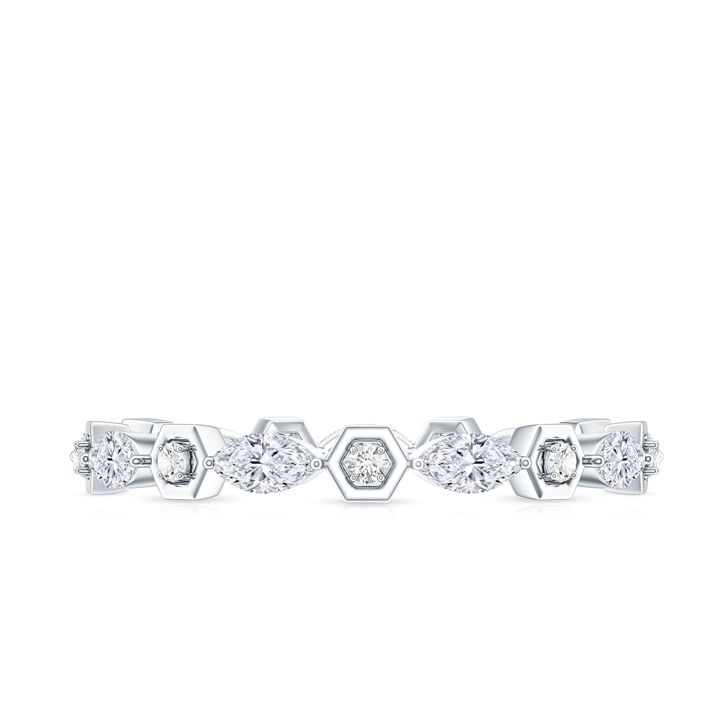 Certified Moissanite Contemporary Eternity Ring D-VS1 - Rosec Jewels