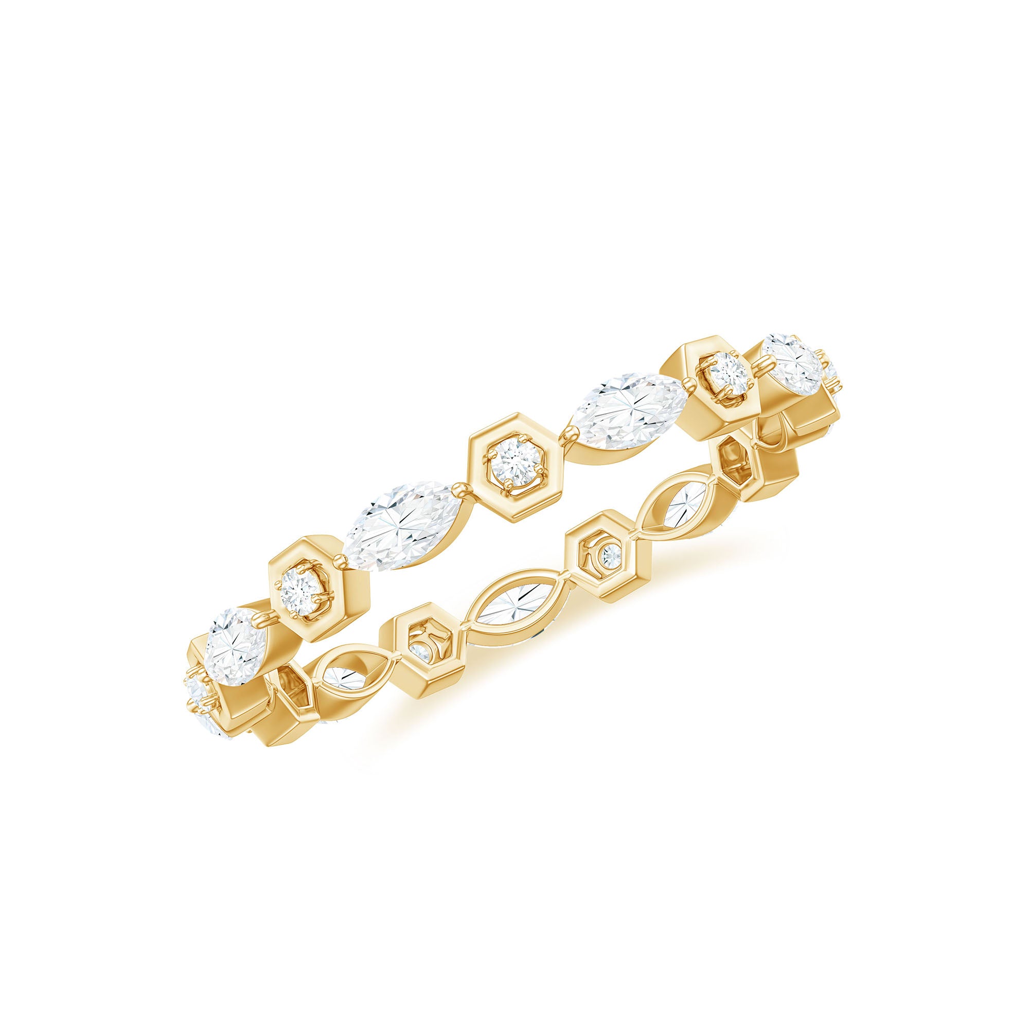 Certified Moissanite Contemporary Eternity Ring D-VS1 - Rosec Jewels