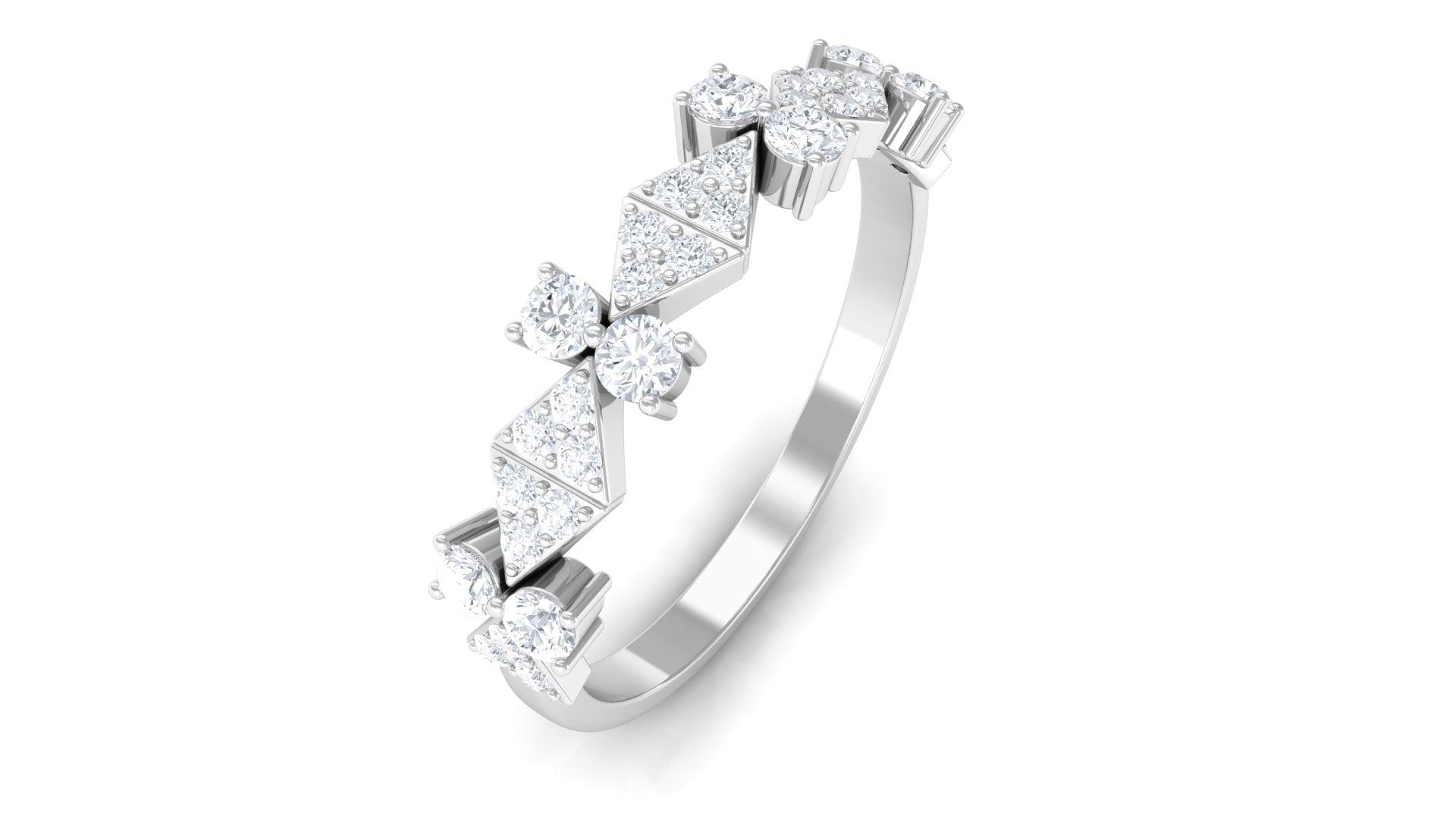 Art Deco Inspired Diamond Half Eternity Ring for Women Natural - ( HI-SI ) - Rosec Jewels