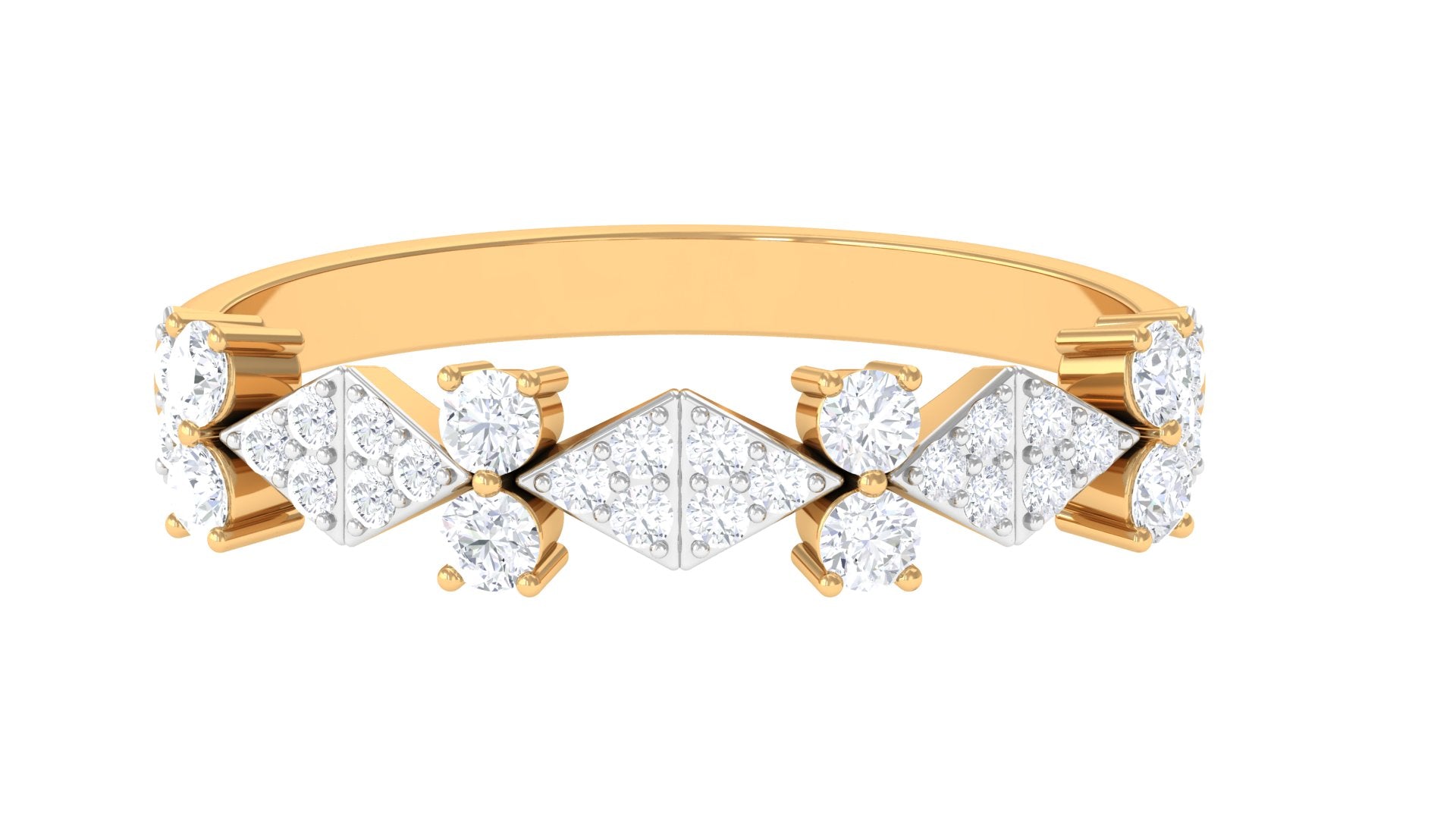 Art Deco Inspired Diamond Half Eternity Ring for Women Natural - ( HI-SI ) - Rosec Jewels