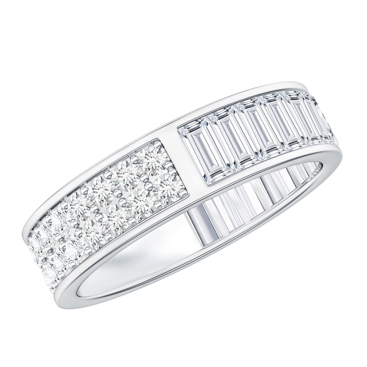 Certified Moissanite Wide Eternity Wedding Band D-VS1 - Rosec Jewels