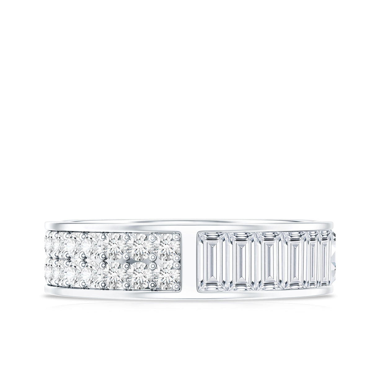 Certified Moissanite Wide Eternity Wedding Band D-VS1 - Rosec Jewels