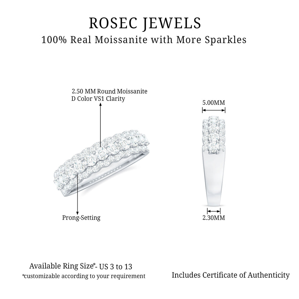 Classic Moissanite Wedding Band Ring Moissanite - ( D-VS1 ) - Color and Clarity - Rosec Jewels