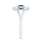 Flower Inspired London Blue Topaz and Diamond Engagement Ring AAA - Rosec Jewels