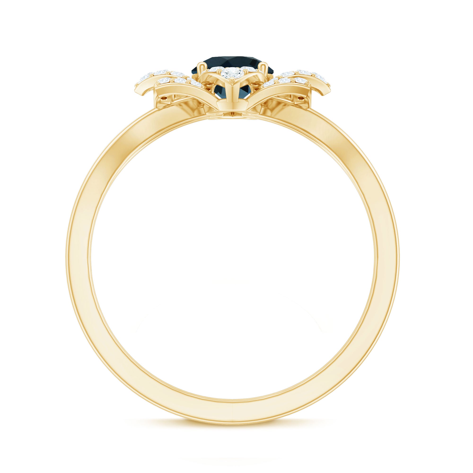 Flower Inspired London Blue Topaz and Diamond Engagement Ring AAA - Rosec Jewels