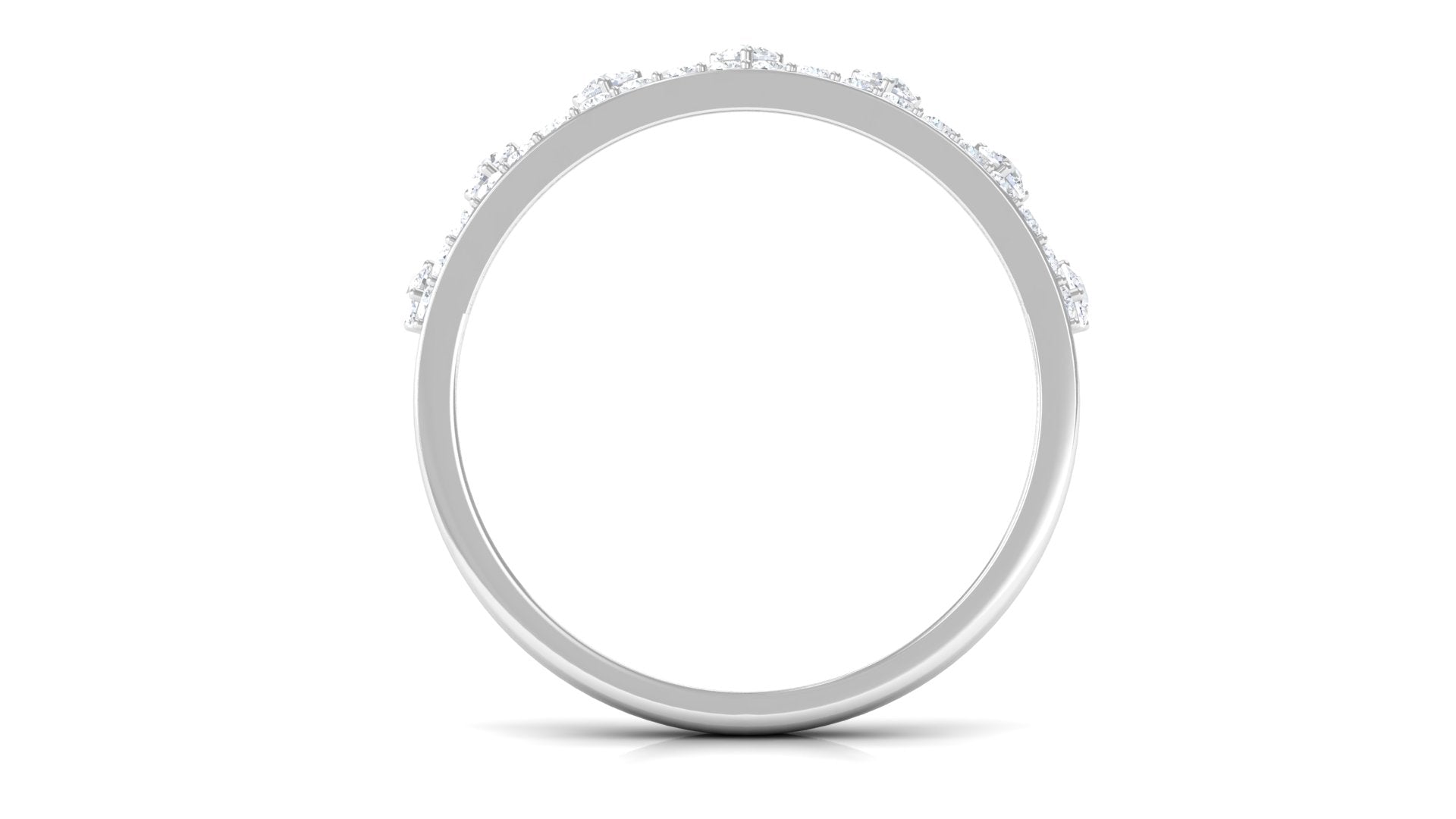 Natural Diamond Half Eternity Ring in Crown Style Natural - ( HI-SI ) - Rosec Jewels