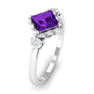 Rosec Jewels-Designer 1.2 Carat Princess Cut Amethyst Engagement Ring with Diamond