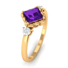 Rosec Jewels-Designer 1.2 Carat Princess Cut Amethyst Engagement Ring with Diamond