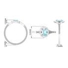 Rosec Jewels-Emerald Cut Aquamarine Engagement Ring with Diamond Floral Halo