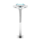 Rosec Jewels-Emerald Cut Aquamarine Engagement Ring with Diamond Floral Halo