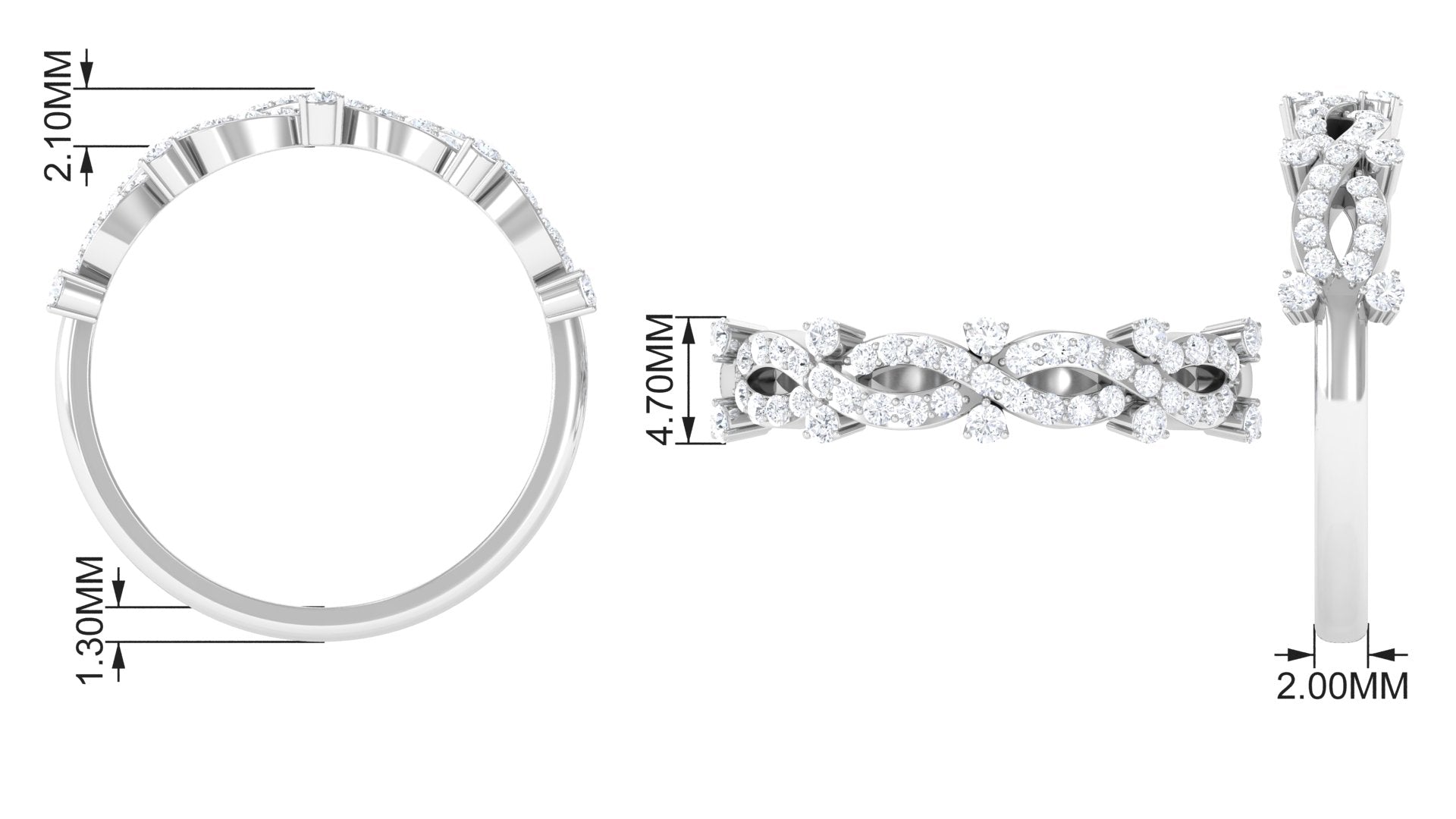 Designer Natural Diamond Infinity Half Eternity Ring Natural - ( HI-SI ) - Rosec Jewels