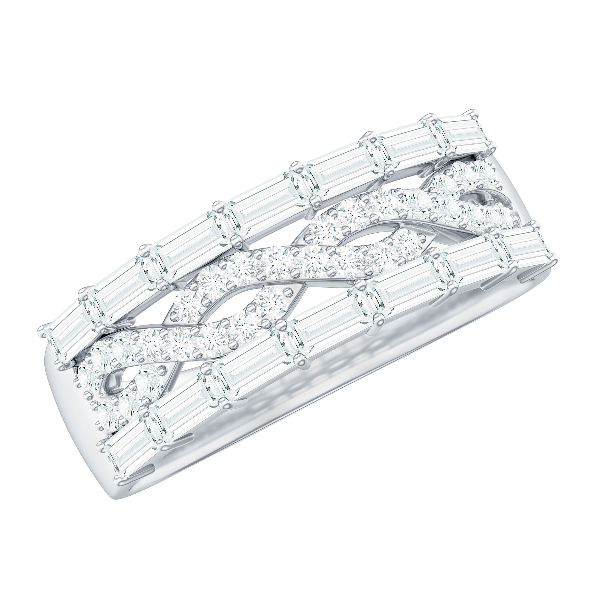 Infinity Style Moissanite Half Eternity Band Ring