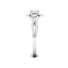 Natural Princess Cut Diamond Flower Engagement Ring with Crossover Shank Natural - ( HI-SI ) - Rosec Jewels