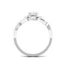 Natural Princess Cut Diamond Flower Engagement Ring with Crossover Shank Natural - ( HI-SI ) - Rosec Jewels