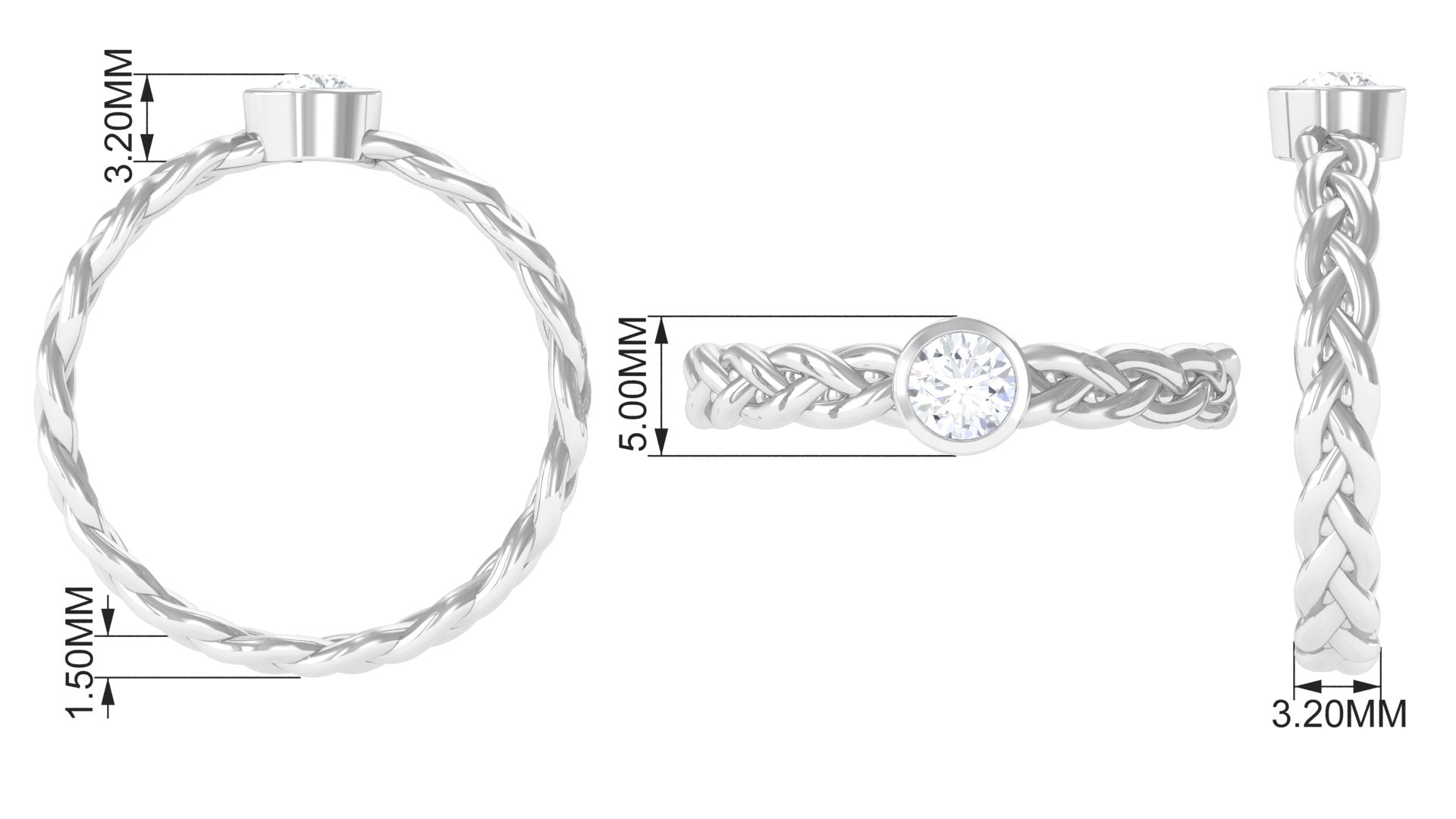 Rosec Jewels-Real Diamond Promise Ring with Braided Shank