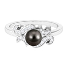 Rosec Jewels-Designer Tahitian Pearl Engagement Ring with Diamond