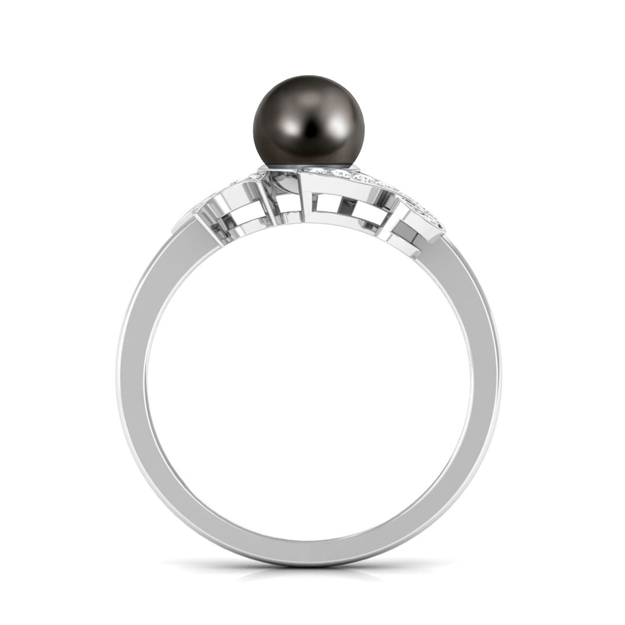 Rosec Jewels-Designer Tahitian Pearl Engagement Ring with Diamond