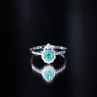 Rosec Jewels-Pear Shaped Emerald Nature Engagement Ring with Diamond