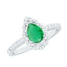 Rosec Jewels-Pear Shaped Emerald Nature Engagement Ring with Diamond