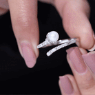 Rosec Jewels-Natural 2 Carat Freshwater Pearl Wrap Ring with Diamond