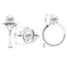 Rosec Jewels-Natural 7.4 carat Freshwater Pearl Engagement Ring with Diamond Bypass Shank