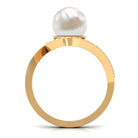 Rosec Jewels-Natural 7.4 carat Freshwater Pearl Engagement Ring with Diamond Bypass Shank