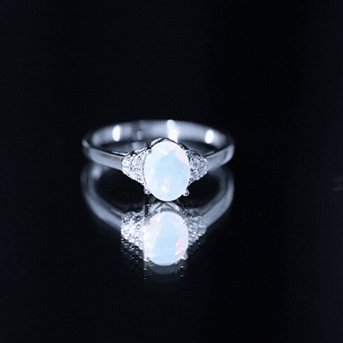 Classic 6X8 mm Ethiopian Opal Oval Engagement Ring AAA - Rosec Jewels