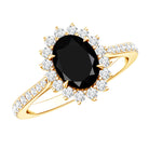 Certified 1.9 Carat Lab Grown Black Diamond Oval Engagement Ring with White Diamond AAAA ( Synthetic ) - Rosec Jewels