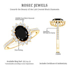 Certified 1.9 Carat Lab Grown Black Diamond Oval Engagement Ring with White Diamond AAAA ( Synthetic ) - Rosec Jewels