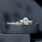 Certified Oval Cut Moissanite Engagement Ring with Wedding Band Set D-VS1 - Rosec Jewels