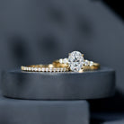 Certified Oval Cut Moissanite Engagement Ring with Wedding Band Set D-VS1 - Rosec Jewels