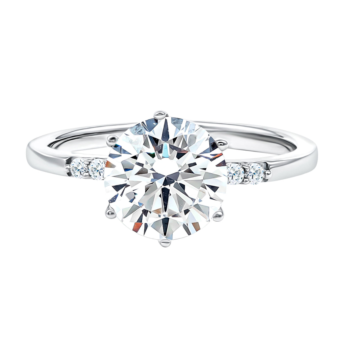 IGI Certified Round Cut 3 Carat Lab Grown Diamond Solitaire Engagement Ring Lab - ( E-VS1 ) - Rosec Jewels