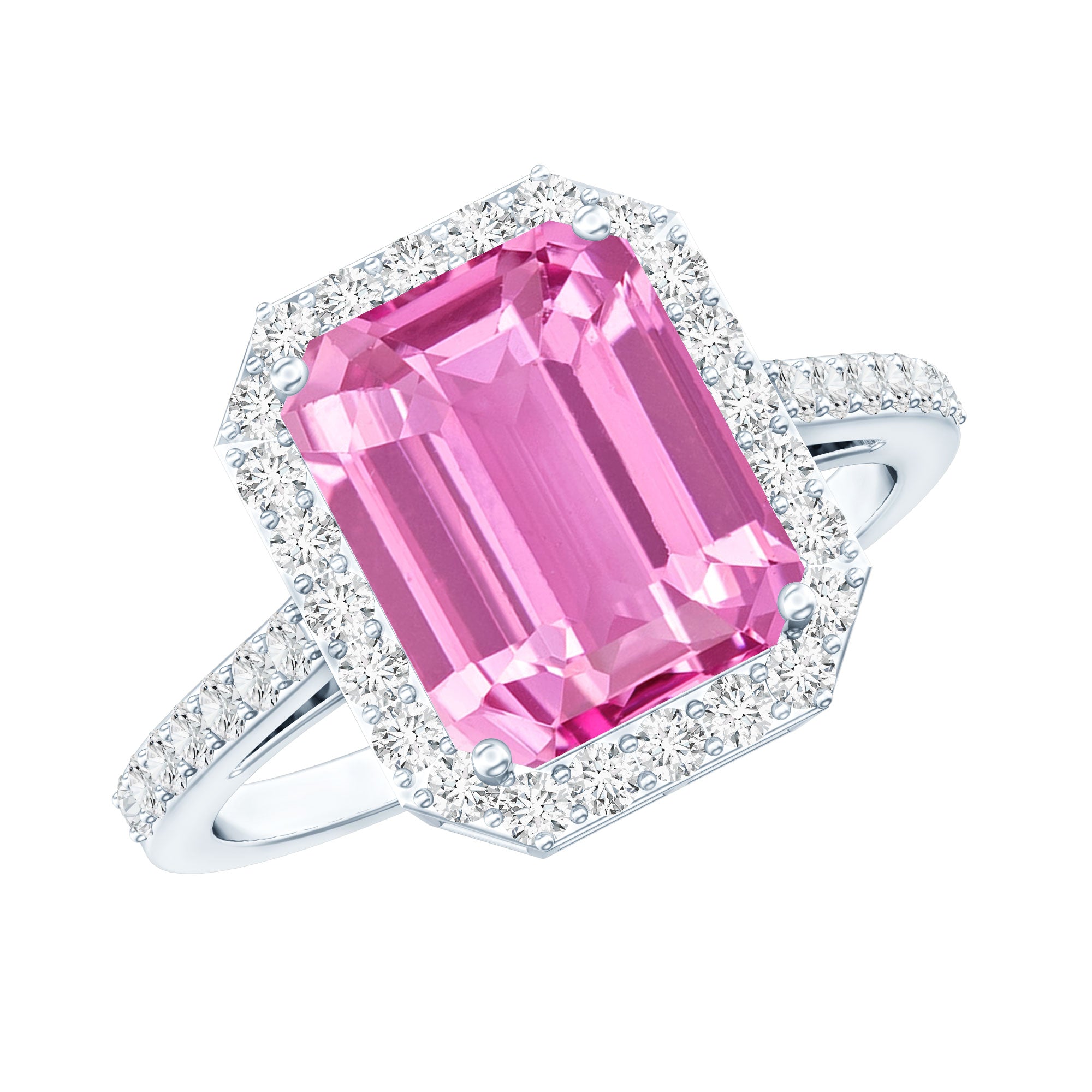 Certified 2.75 Carat Lab Grown Pink Sapphire Emerald Cut