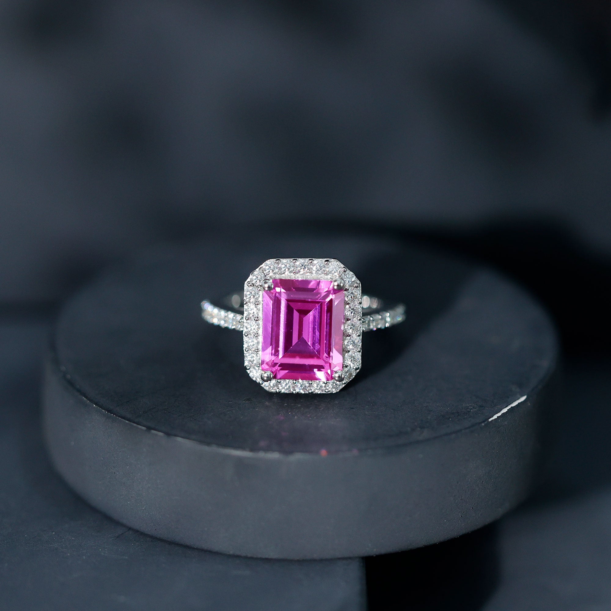 Certified 2.75 Carat Lab Grown Pink Sapphire Emerald Cut