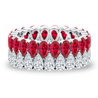 Pear Lab Grown Ruby and Diamond Wedding Anniversary Band AAAA - Rosec Jewels