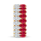 Pear Lab Grown Ruby and Diamond Wedding Anniversary Band AAAA - Rosec Jewels