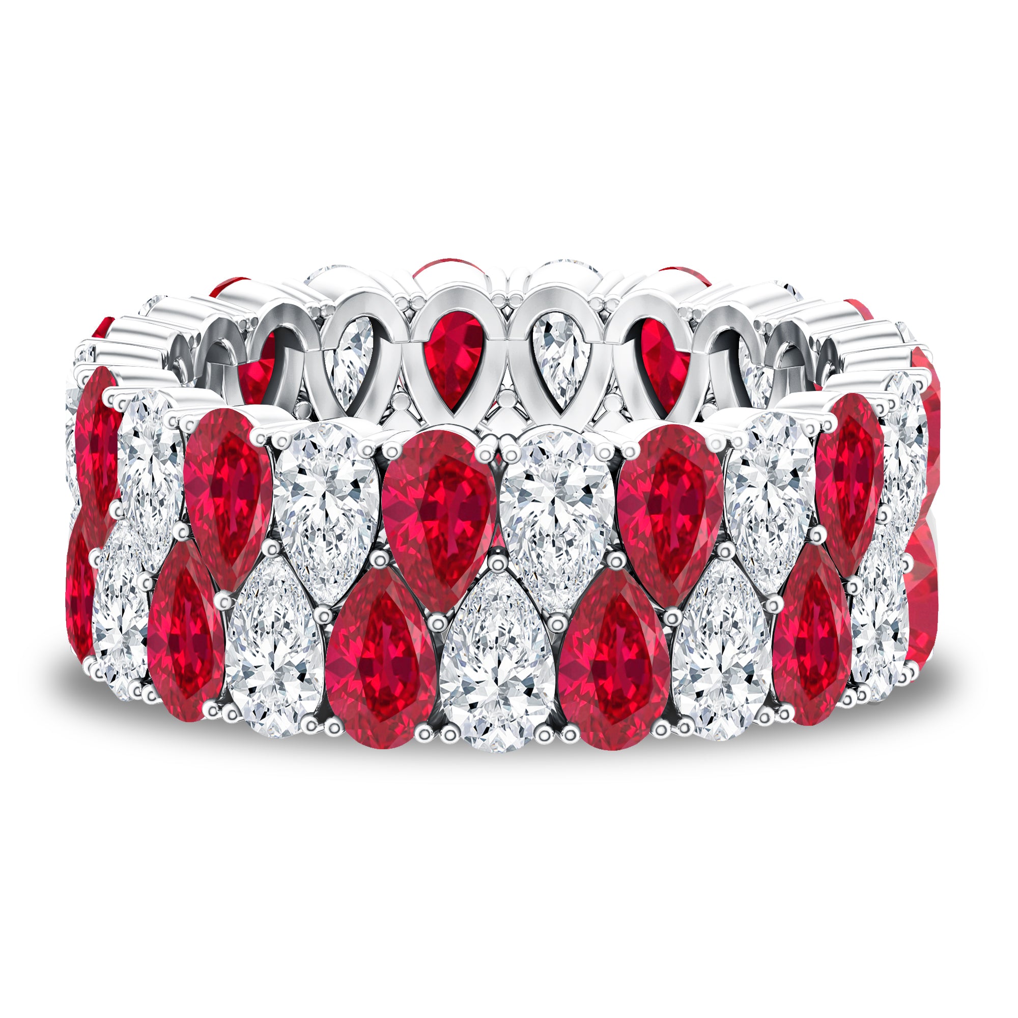 Rosec Jewels-Wide Lab Grown Ruby and Diamond Eternity Band for Women