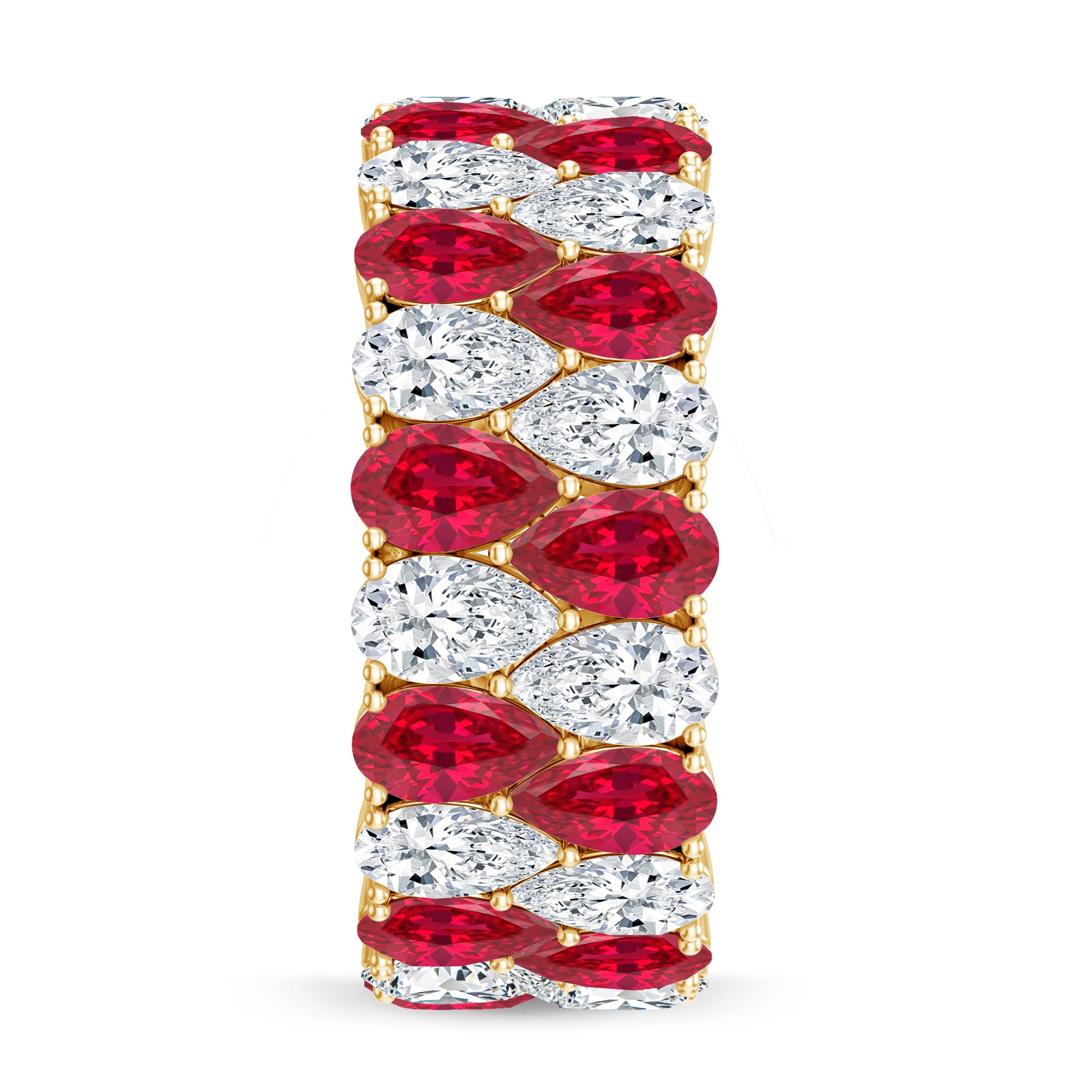 Rosec Jewels-Wide Lab Grown Ruby and Diamond Eternity Band for Women