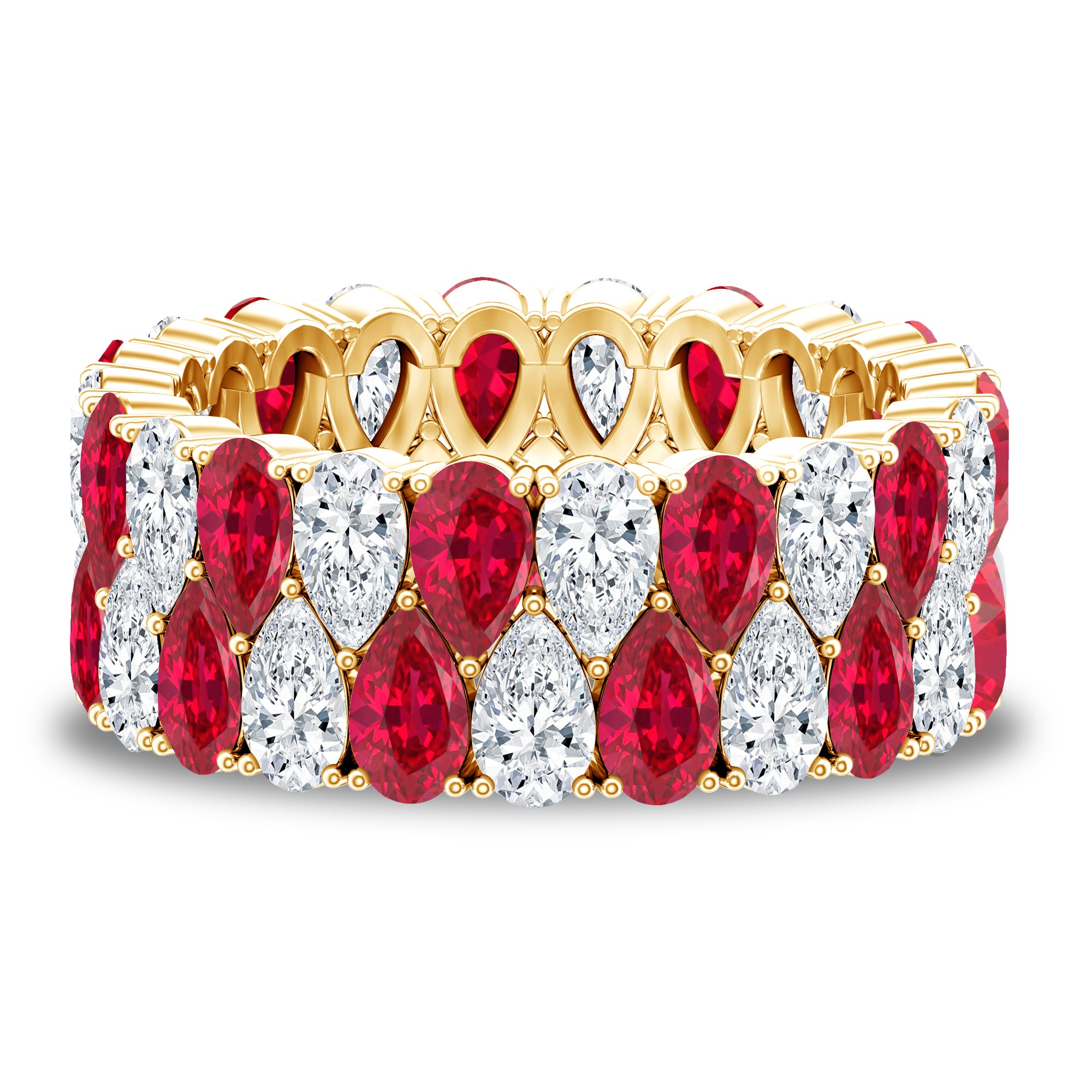 Rosec Jewels-Wide Lab Grown Ruby and Diamond Eternity Band for Women