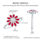 Lab Grown Diamond and Ruby Flower Cocktail Ring with Certificate Lab - ( EF-VS ) - Rosec Jewels