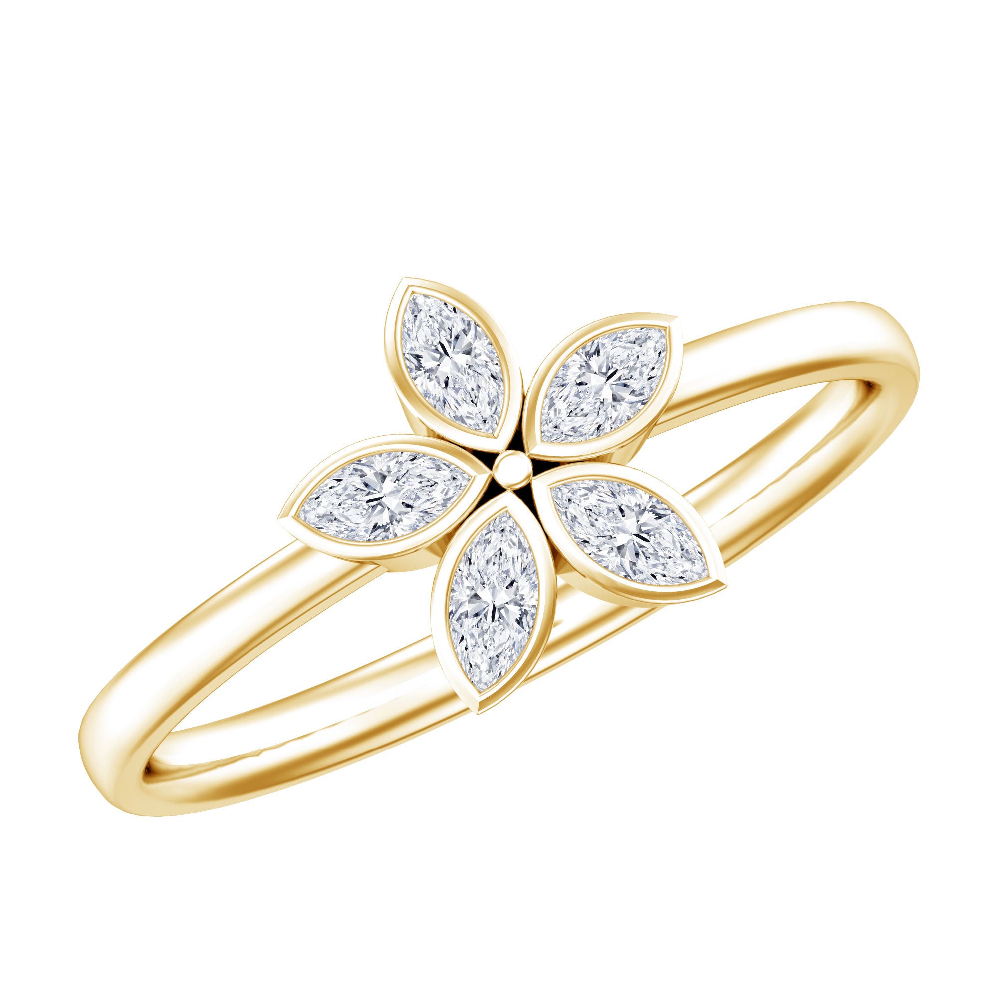 Marquise Cut Lab Grown Diamond Flower Promise Ring for Women Lab - ( EF-VS ) - Rosec Jewels