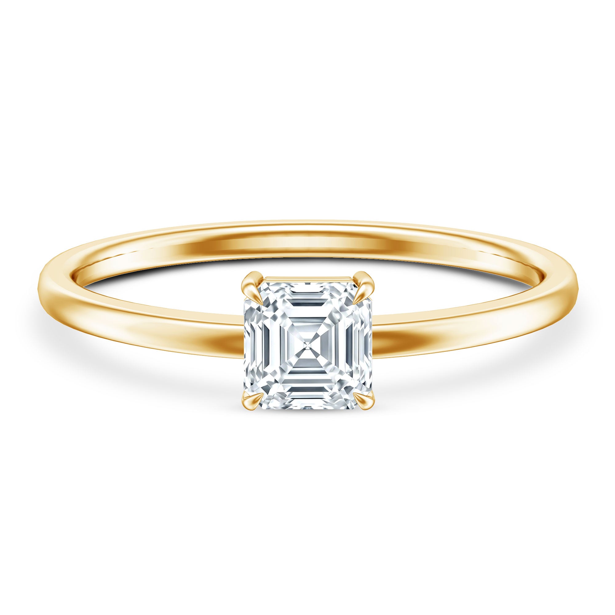 5MM Asscher Cut Lab Grown Diamond Solitaire Promise Ring Lab - ( EF-VS ) - Rosec Jewels