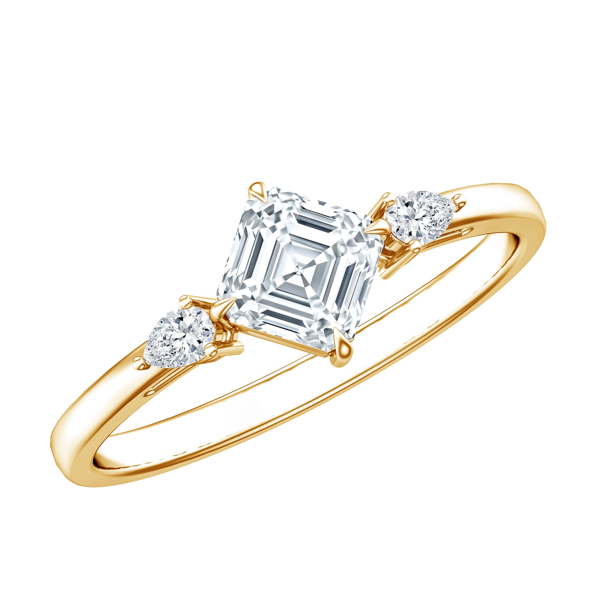 0.7 Carat Asscher Cut Lab Grown Diamond Engagement Ring with Certificate Lab - ( EF-VS ) - Rosec Jewels