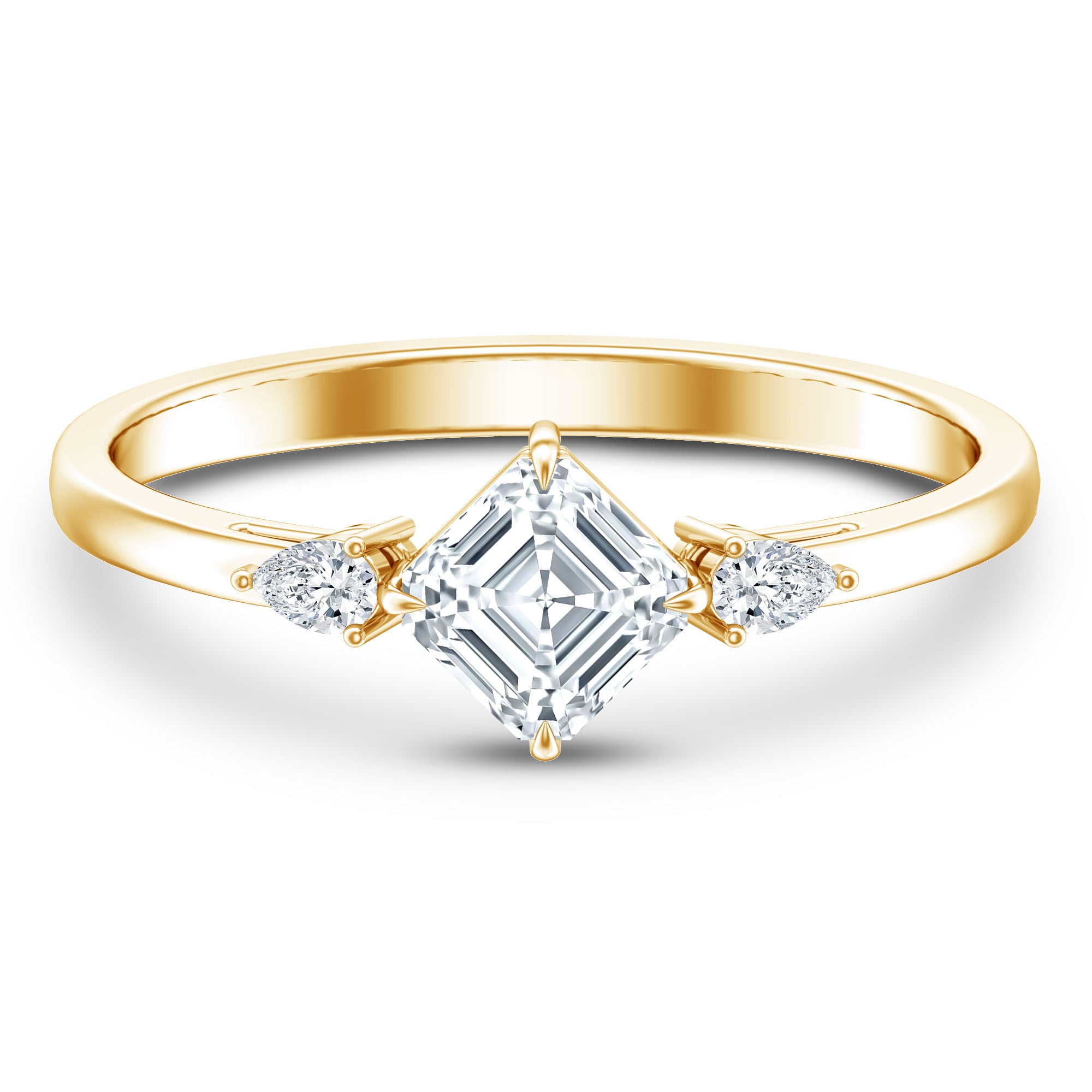 0.7 Carat Asscher Cut Lab Grown Diamond Engagement Ring with Certificate Lab - ( EF-VS ) - Rosec Jewels