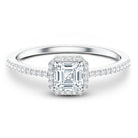 Vintage Looking Lab Grown Diamond Asscher Cut Engagement Ring Lab - ( EF-VS ) - Rosec Jewels
