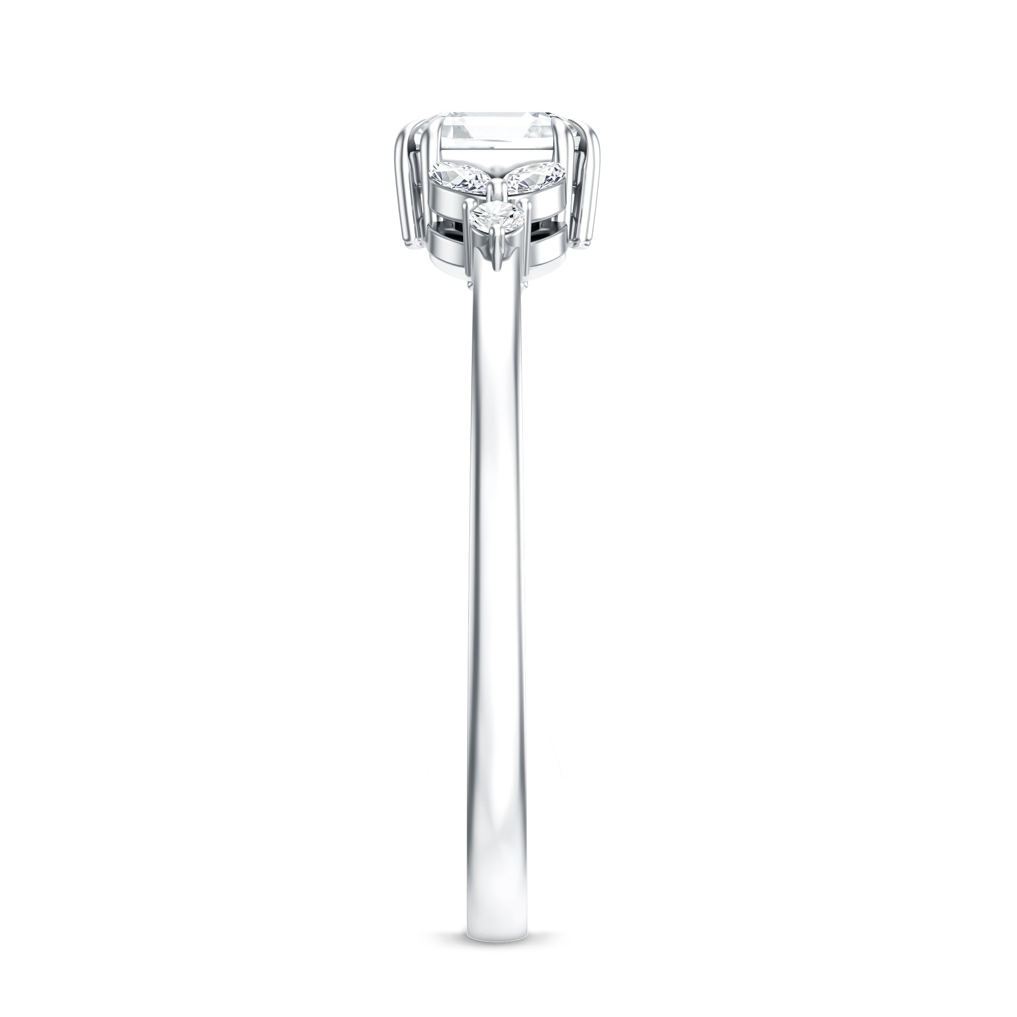 0.7 Carat Asscher Cut Lab Grown Diamond Engagement Ring for Women Lab - ( EF-VS ) - Rosec Jewels