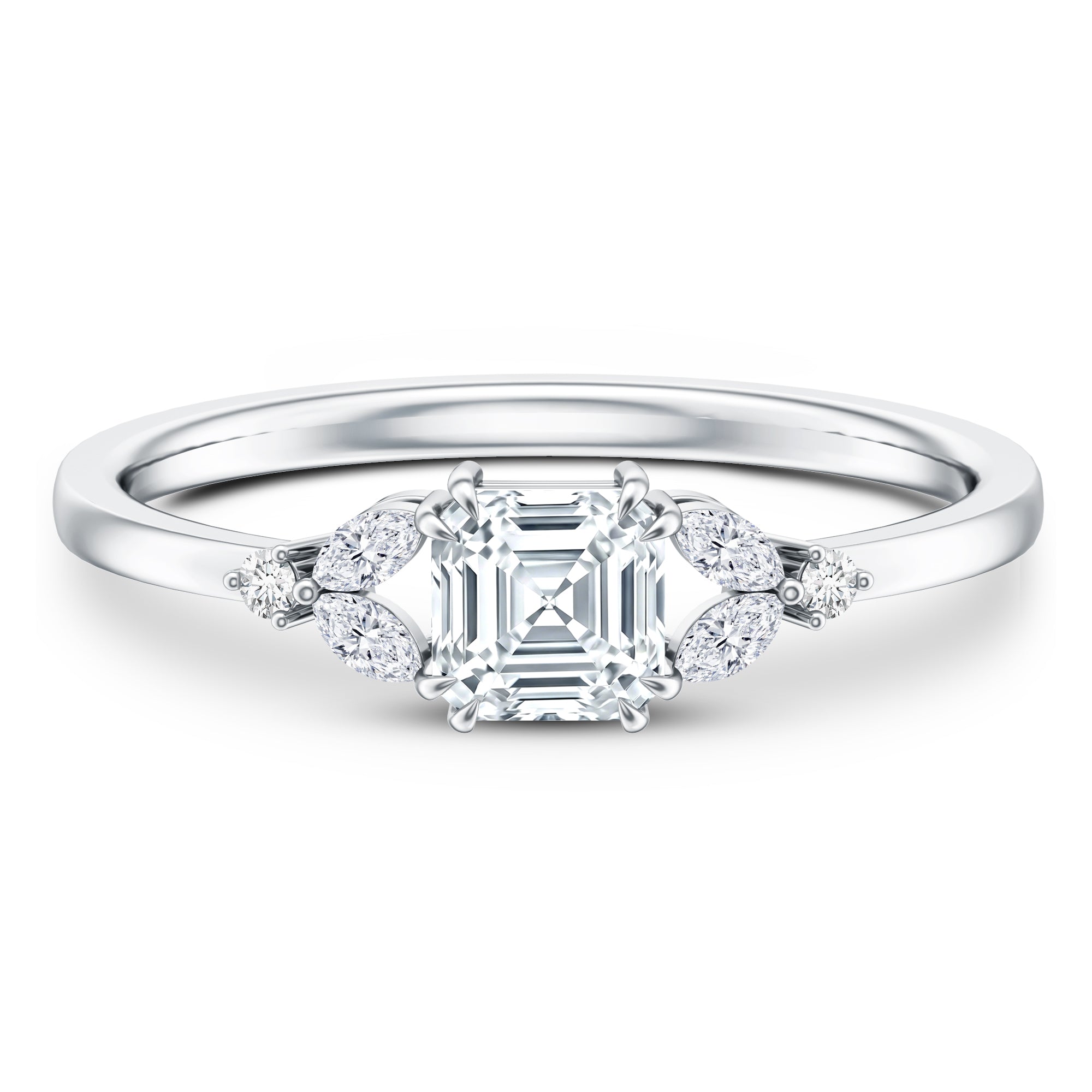 0.7 Carat Asscher Cut Lab Grown Diamond Engagement Ring for Women Lab - ( EF-VS ) - Rosec Jewels