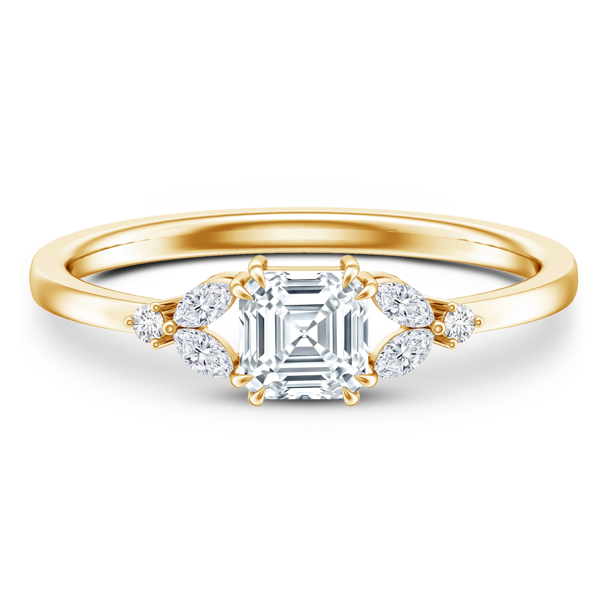 0.7 Carat Asscher Cut Lab Grown Diamond Engagement Ring for Women Lab - ( EF-VS ) - Rosec Jewels